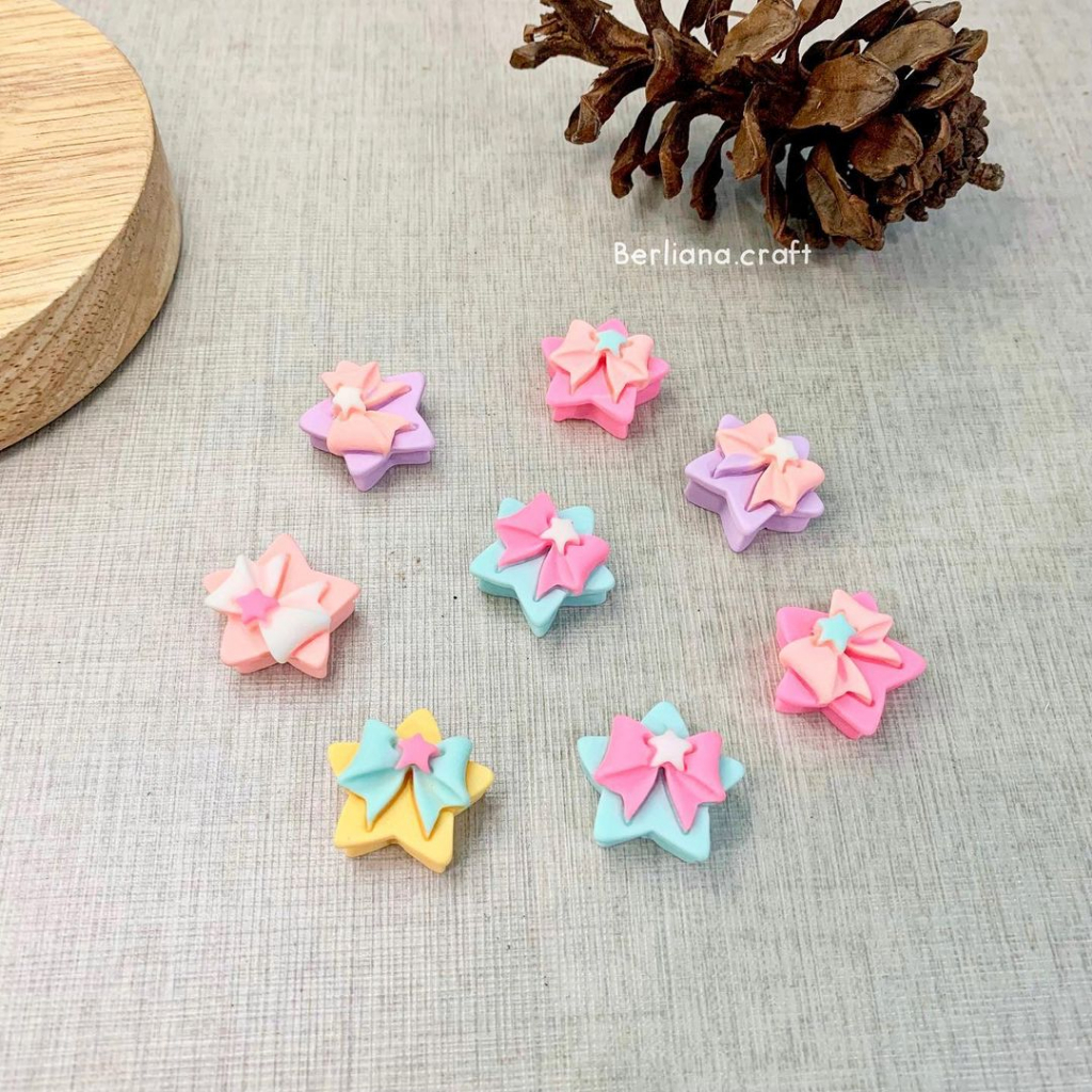 (10pcs) Clay Ribbon Star