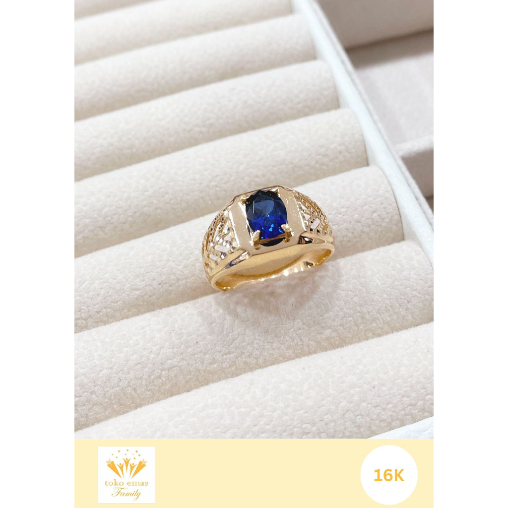Cincin Emas Kadar 700 (16K) Colorful Stone Series 1 - 7 Gram an (Unisex)