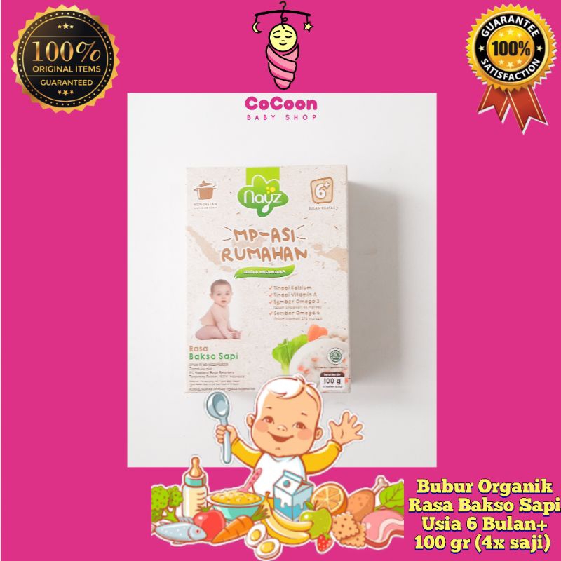 Camilan Bubur Organik Mpasi Rumahan Nayz Organic Bakso Sapi 100g 100 g