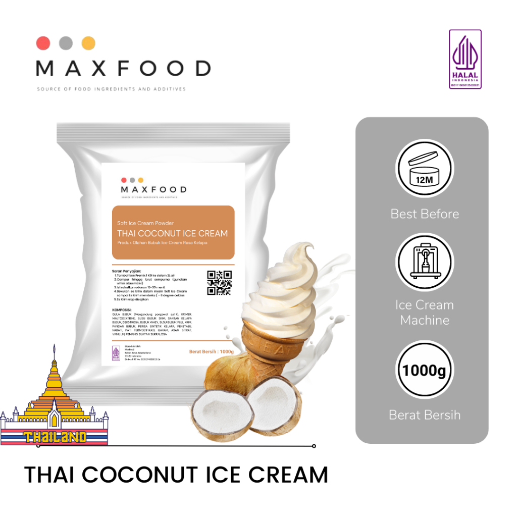 

THAI COCONUT SOFT SERVE ICE CREAM / ES KRIM RASA KELAPA 1 KG