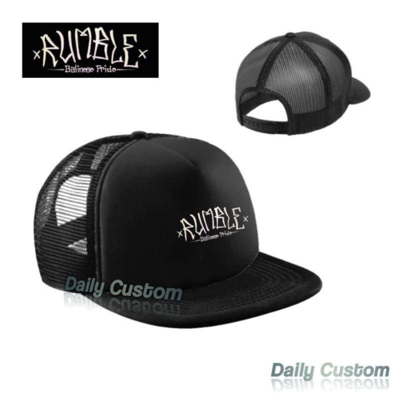 Topi snapback jaring/Topi trucker premium pria wanita lokal brand RUMBLE