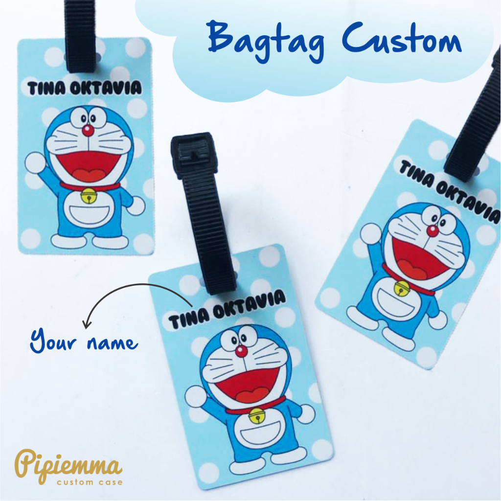 Bagtag pvc custom gambar nama gantungan tas koper souvenir ulang tahun