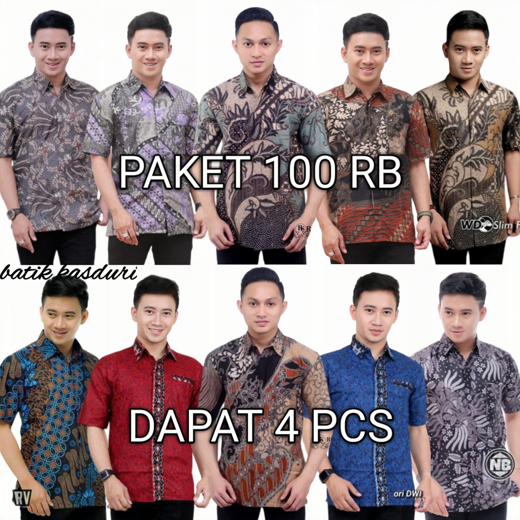 BSWART Batik HRB026 Kenongo Hem Pendek Motif Terbaru Pekalongan M L XL Batik Pria MURAH Modern Grosir Eceran