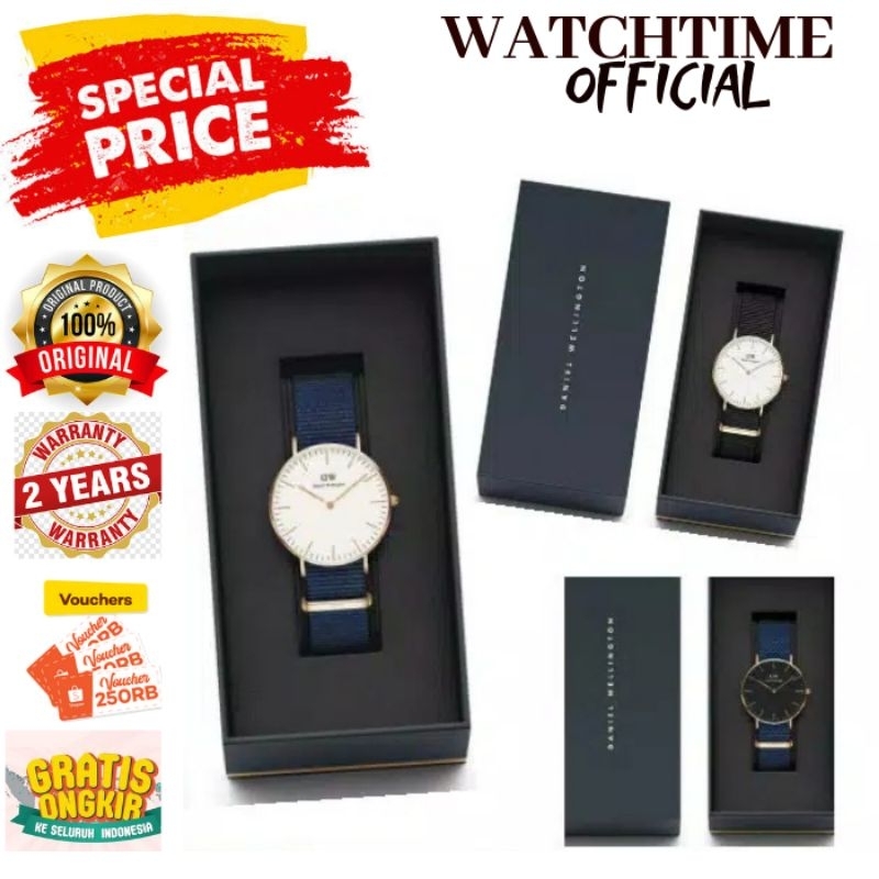PROMO  JAM TANGAN UNISEX DW TALI KANVAS ORIGINAL ARLOJI PRIA WANITA COWOK CEWEK DANIEL WELINGTON TAL