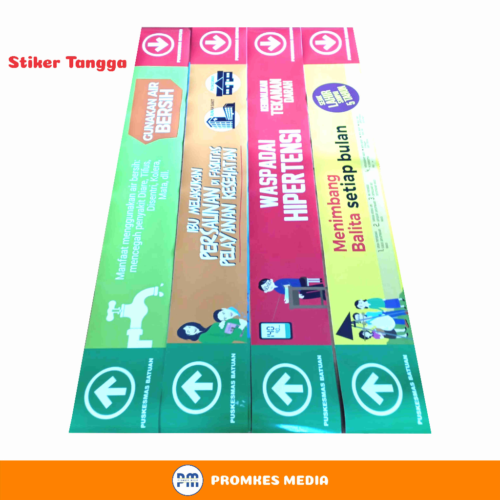 Stiker, Stiker Custom, Stiker Tangga Puskesmas, Stiker Anak Tangga, Stiker Edukasi