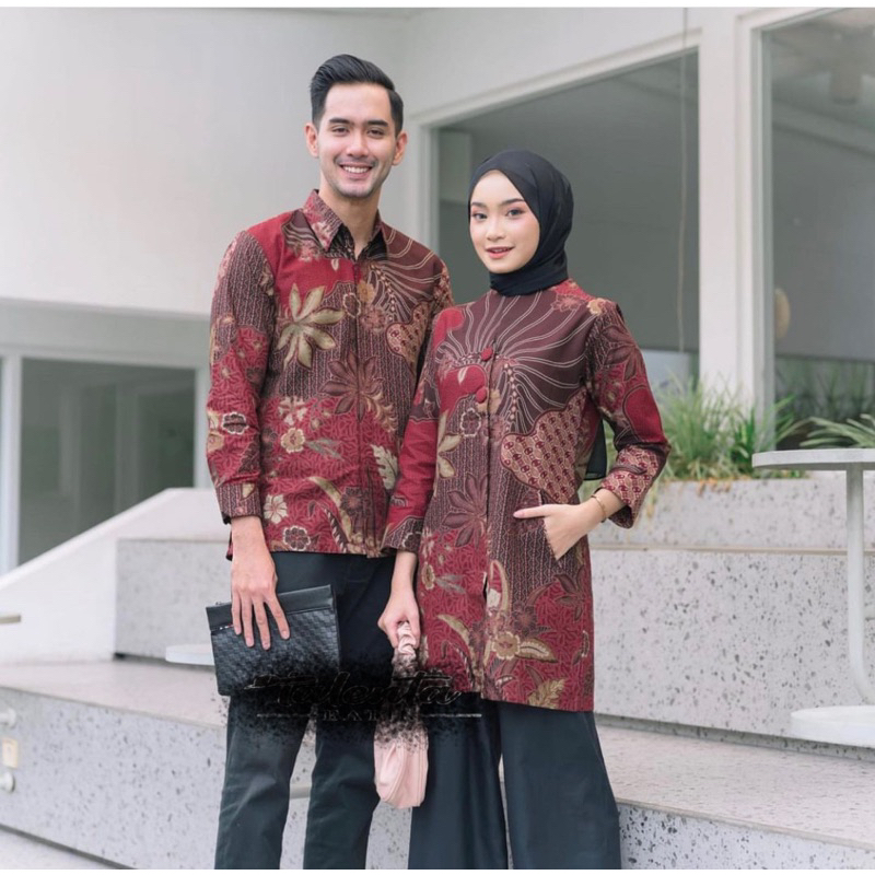 BATIK COUPLE PRIA DAN WANITA MODERN BATIK CASSUAL  ATASAN BATIK LACE MEWAH
