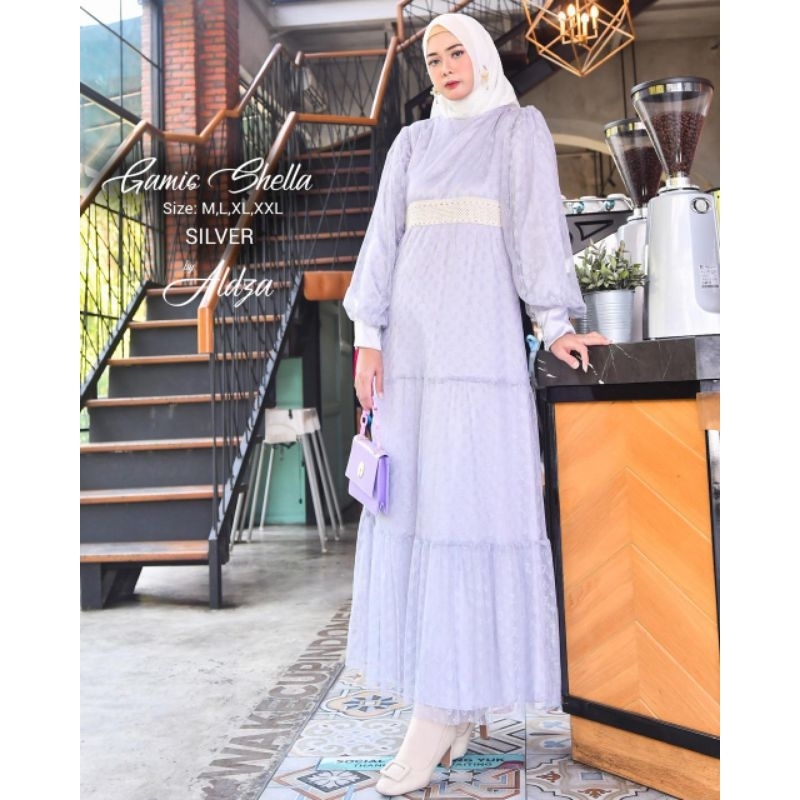 Gamis Shella Tile dott/ Gamis Pesta/ Gamis Kondangan/ Gamis Tile dot/ Gamis murah/ Gamis