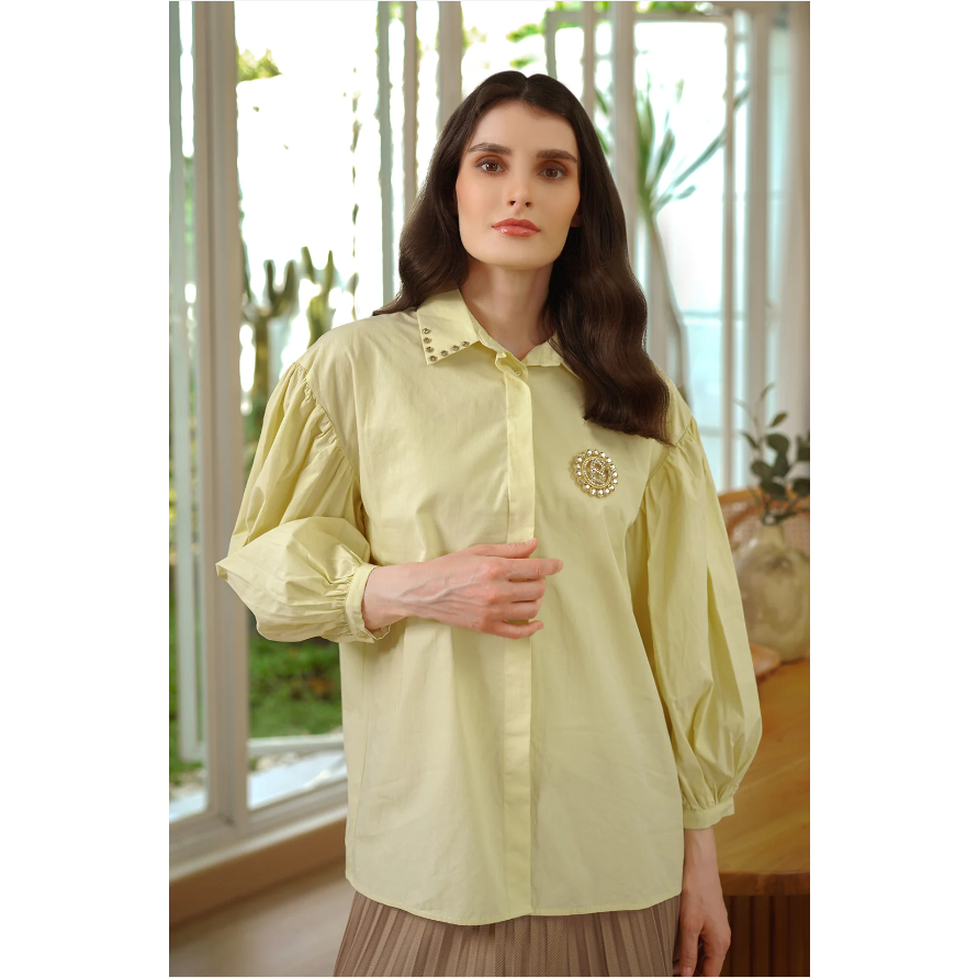 Kalina Shirt - Yellow Benang jarum benangjarum XS S M L XL XXL buttonscarves series voal frozen drea