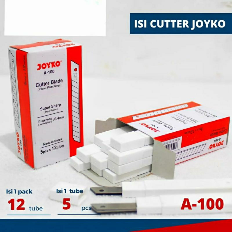 

ISI CUTTER JOYKO REFIL A-100 ORIGINAL JOYKO BERKUALITAS 1KOTAK ISI 5PCS