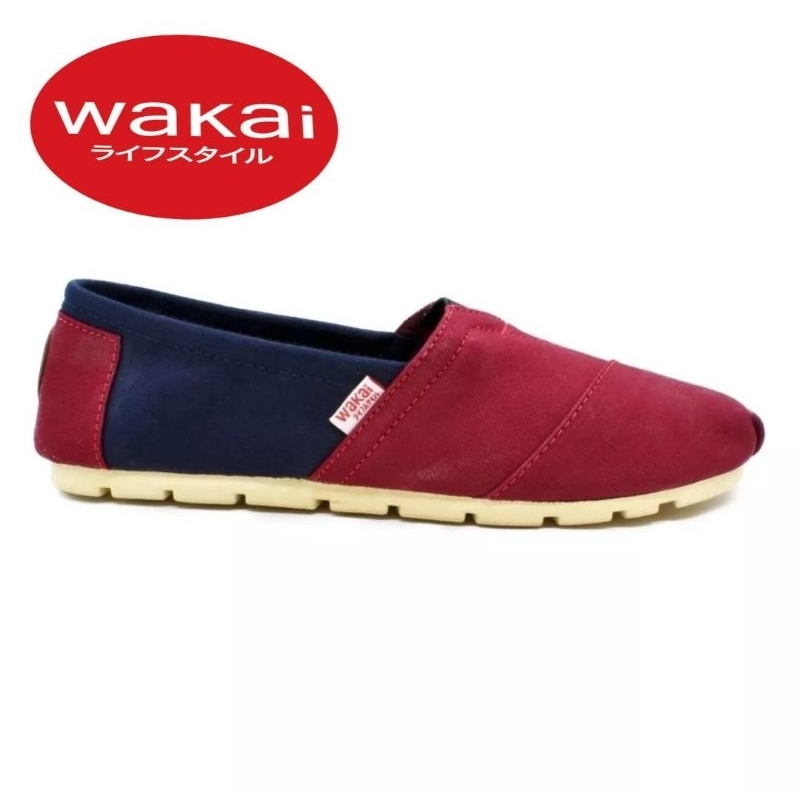 SEPATU SLIP ON PRIA WANITA WAKAI MAROON NAVI TERMURAH