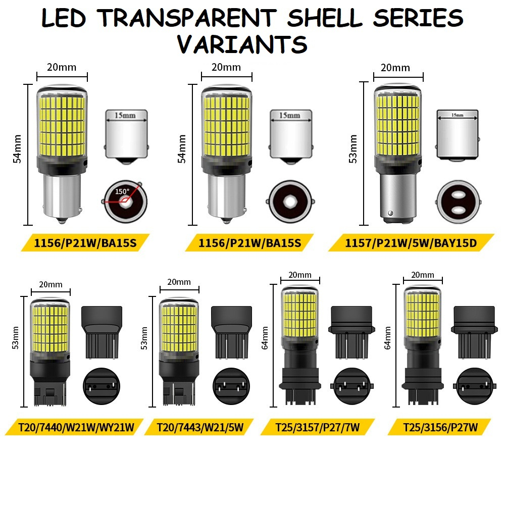 LUCKYMALL Lampu LED Dajjal 3014 144 Titik Mata SMD 1157 1156 T20 Mundur Rem Sein Sen Mobil Motor Tancap Putar Bayonet Super Bright Canbus No Error Terang