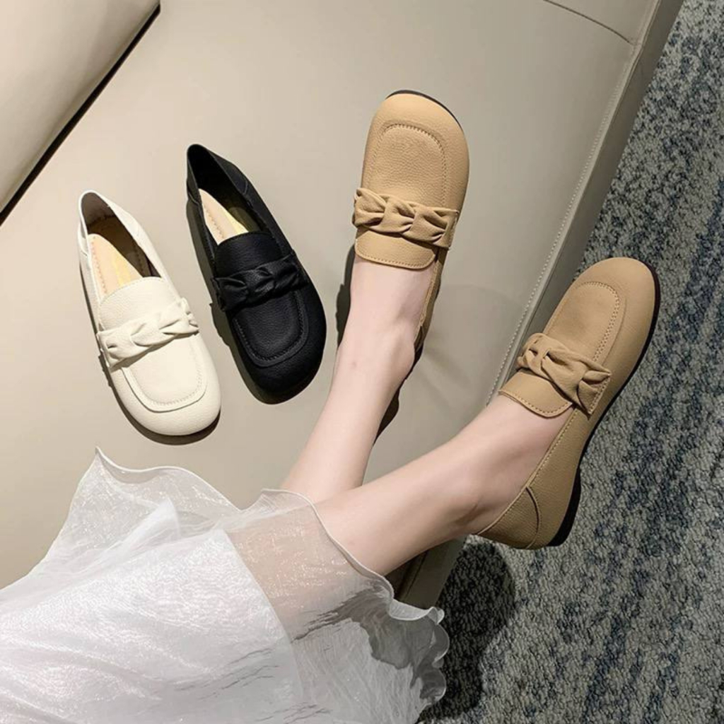 21171 Sepatu Flat Shoes Wanita Import Loafers Kekinian