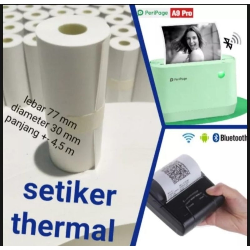 

Kertas stiker label thermal ukuran 77x30mm paket 10 Roll