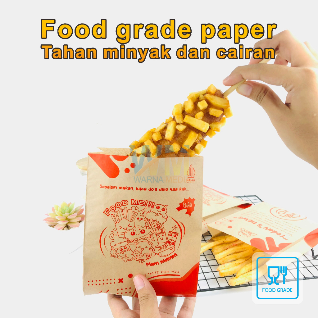 Kantong Kertas Makanan Food Grade / Kantong Cemilan / Kantonng Roti / Paper Bag / Kantong Donat / Kantong Gorengan