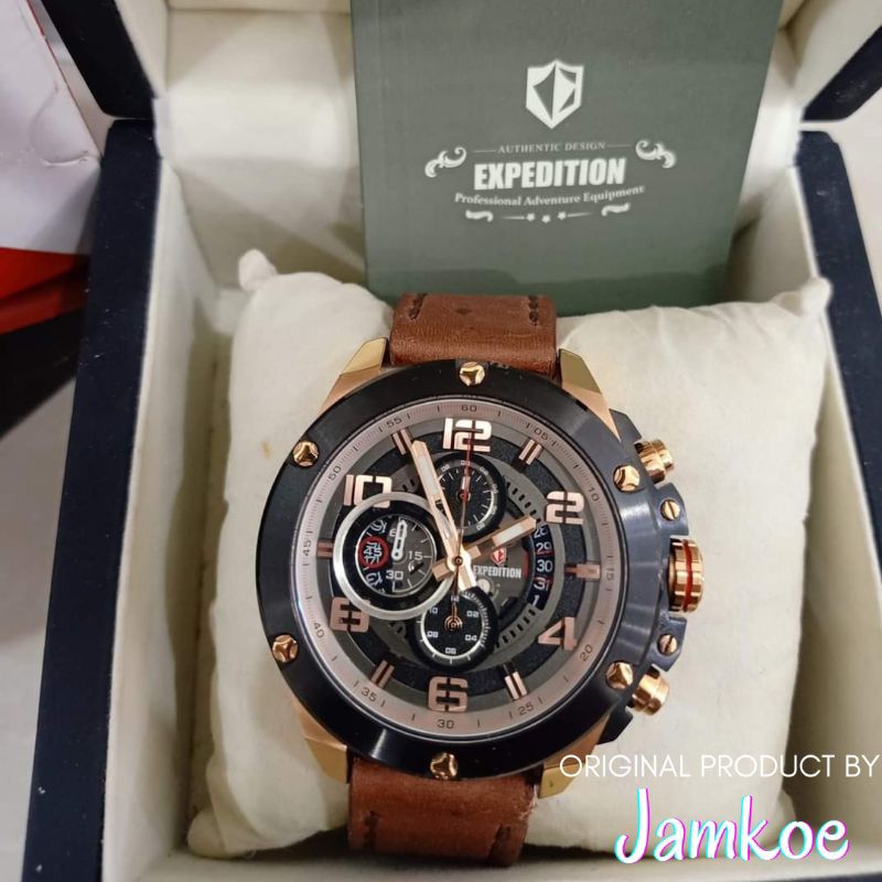Jam Tangan Pria Expedition 6752 M Second Bekas Pakai Original Strap Tali Kulit Anti Air Keren Gaul W