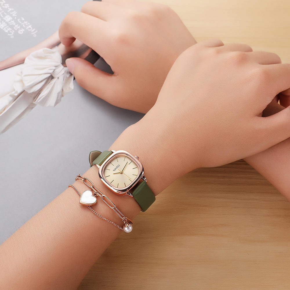 Watchyou Jam tangan wanita  A0198 ins wind Korean style casual sugar cube watch