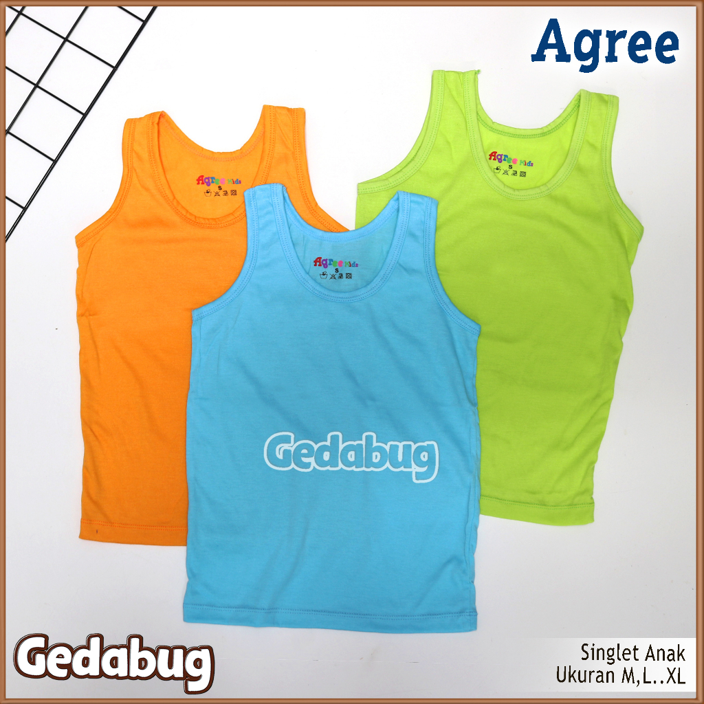 Singlet Agree  art SA 002 / Kaos Kutang Warna AnakKatun Serap Keringat Agree Kids