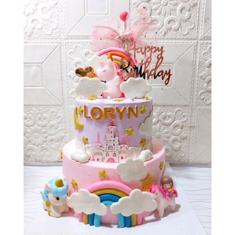 

Kue Ultah Tema Unicorn 2 tier / Kuda Pony/ Tema Anak Perempuan