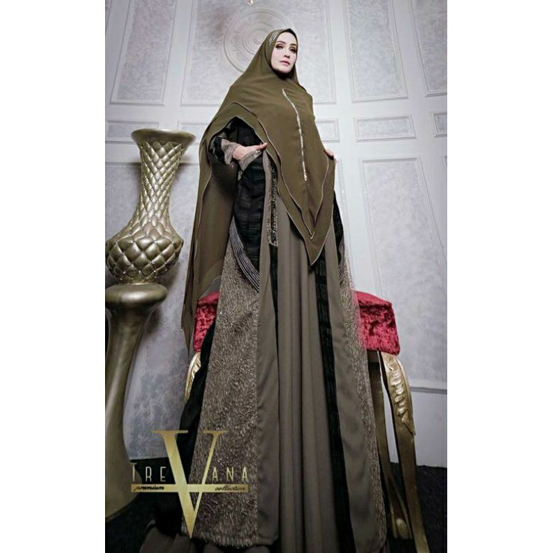 Dress Gamis syari set (‎Hanuum syar'i vol 2 Original  TREVANA) pesta mewah murah muslim wanita terbaru