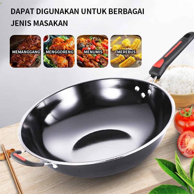 Panci goreng serbaguna 34cm / wajan plus tutup kaca 1034P / 1032P