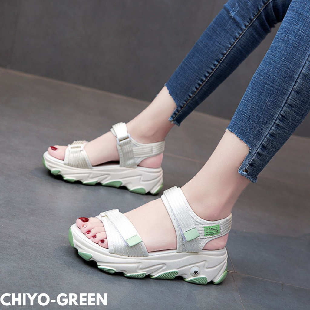 FINDME 36-40 CHIYO SANDAL WEDGES WANITA TRAVEL KOREA CASUAL FASHION CANVAS RUBBER IMPORT SD02