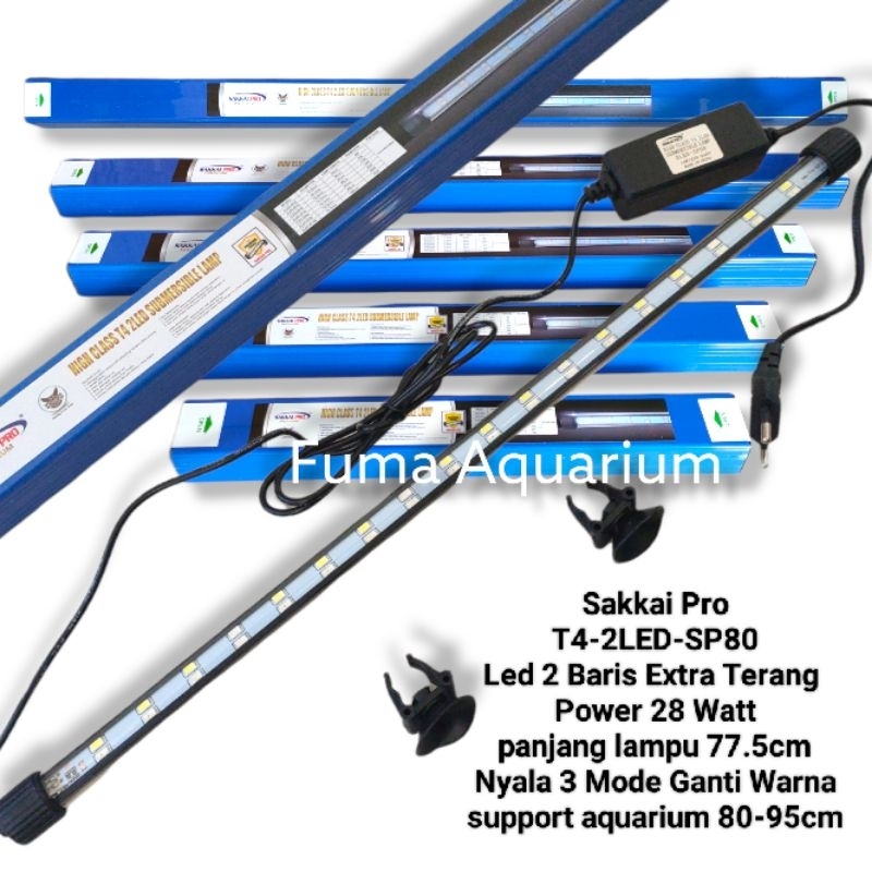 Lampu Celup Sakkai Pro T4-2LED-SP80 3X mode Ganti Warna Dobel Led 28watt Akuarium Aquascape