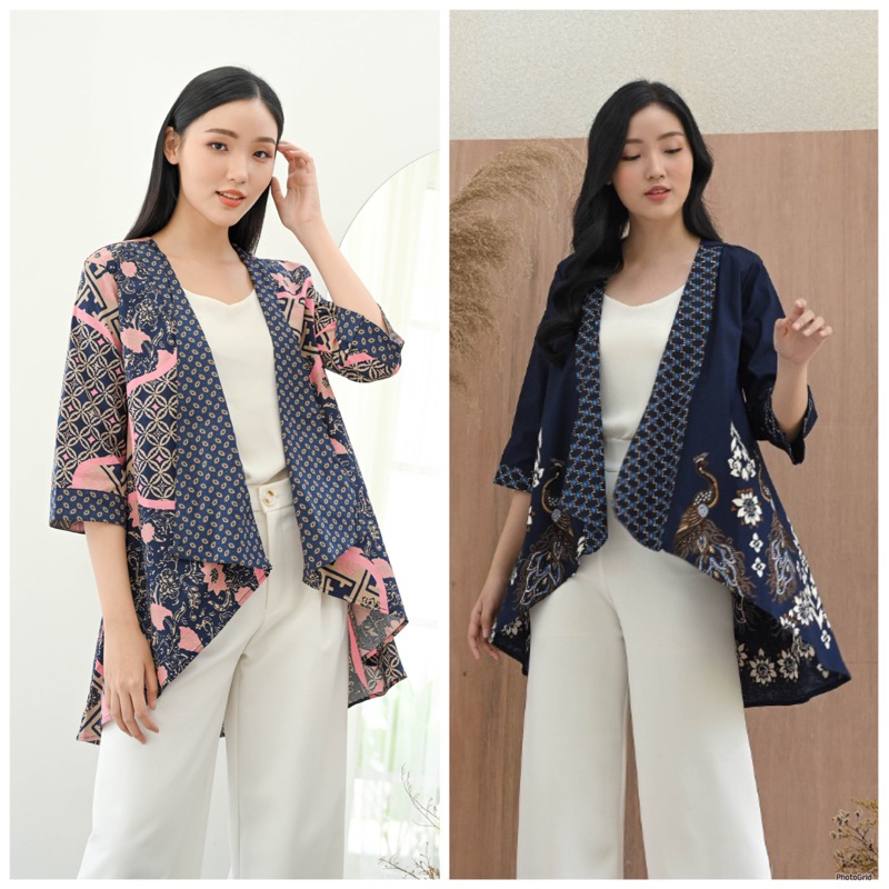 Cardigan panjang batik wanita modern lengan panjang / long cardi batik / long outer kantor 281 164