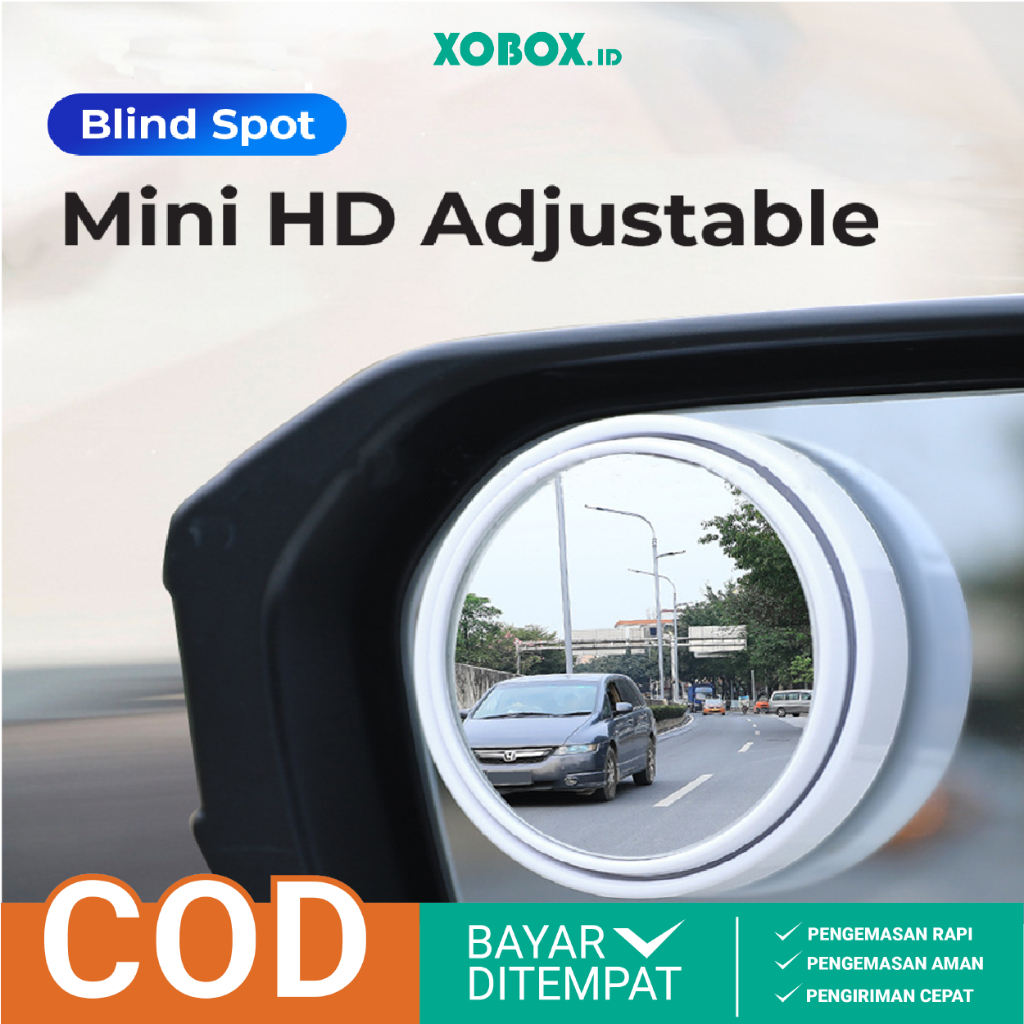 2Pcs Kaca Spion Mobil 360° Mini HD Adjustable Blind Spot Mirror HM036 - XOBOX