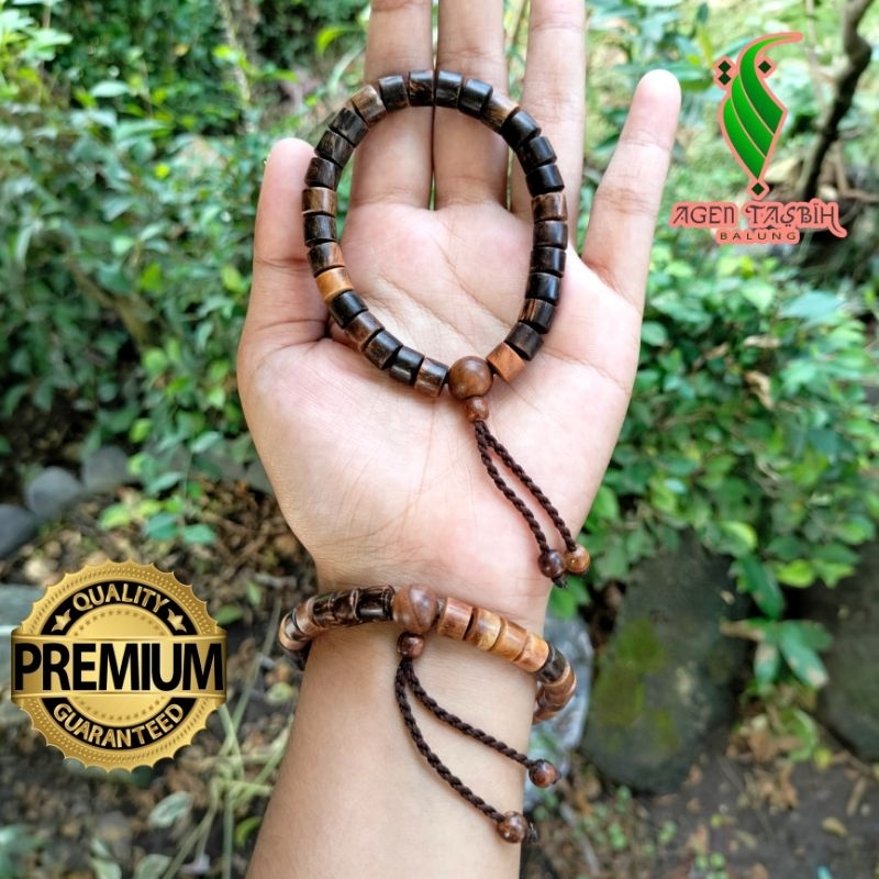 Gelang kayu gaharu motif tabung baru size 8mm asli original