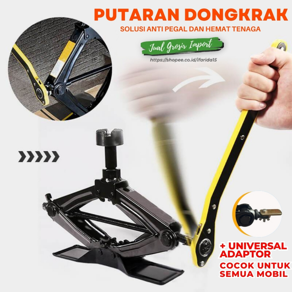 Besi Pemutar Dongkrak Mobil Universal Model Kunci Ratchet Wrench