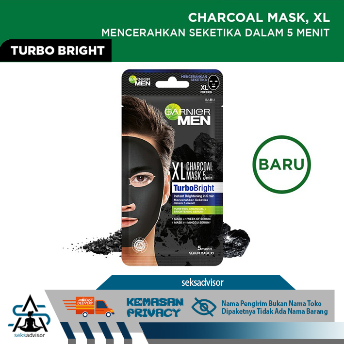 GARNIER MEN CHARCOAL MASK POWER WHITE XL. Masker Wajah - 1 pcs