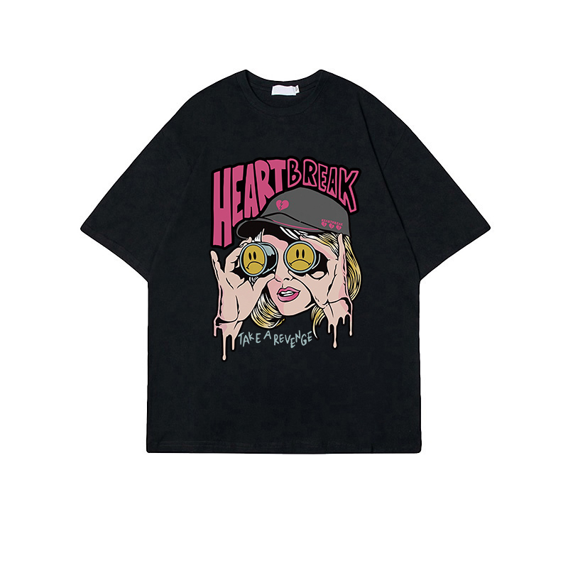 Kaos Lengan Pendek Cream Atasan Wanita Oversize Printed T-shirt Kekinian Korean Style