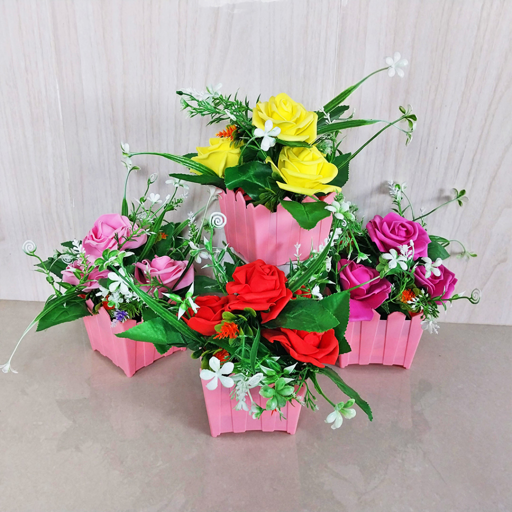 Satu7an PBP17 - PBP20 Tanaman Hias Plastik Pot Bunga Mini Artificial Flowers &amp; Plants