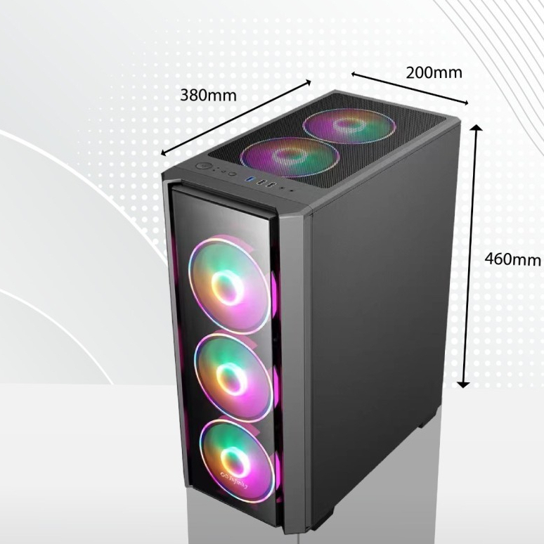 CASING INFINITY VESTA V3 + 4 FAN RGB - TEMPERED GLASS