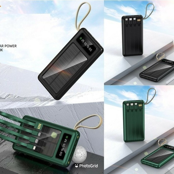 Powerbank Solar 5in1 10000mah PB Tenaga Surya LED cahaya matahari Grosir