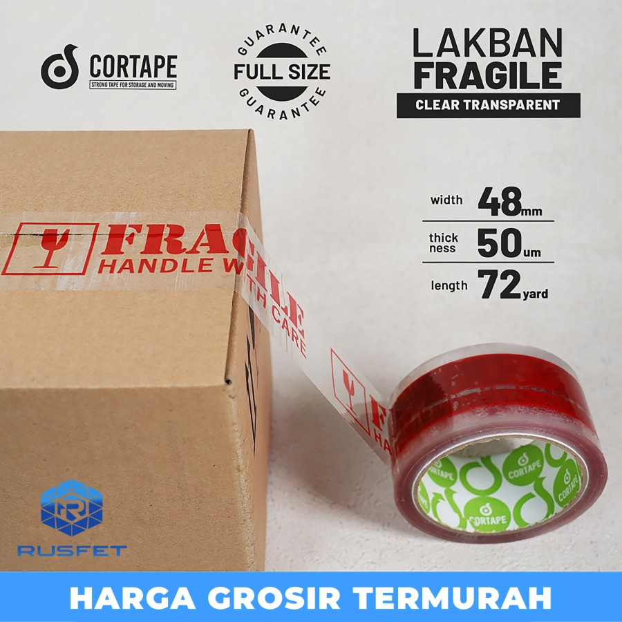 

Lakban Fragile Transparant 48mmx72yard Satuan Plakban Isolasi Solatip