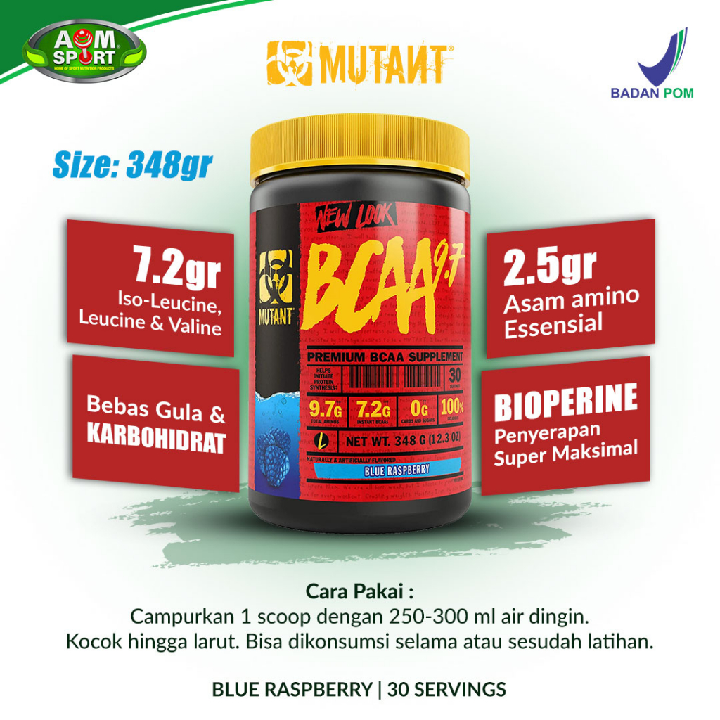 Mutant BCAA 9.7 Powder 30 Serving Muscle Recovery 348gr BPOM