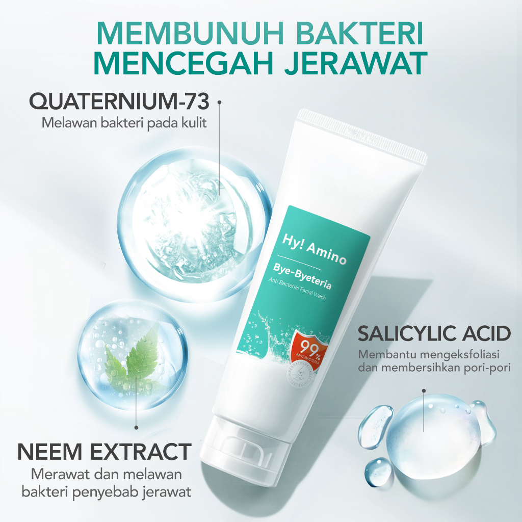 YOU Hy! Amino Bye-Byeteria Anti Bacterial Facial Wash | Sabun Cuci Muka Anti Bakteri
