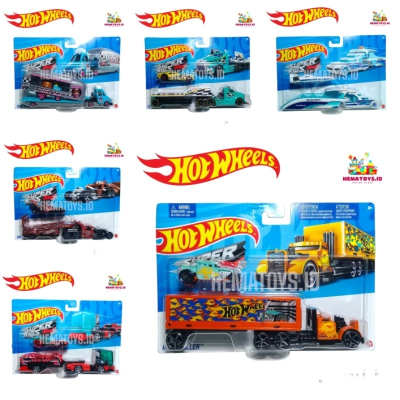 Hotwheels Trailer Super Rings Truck BDW51 Mainan Anak Truk Angkut Kontainer