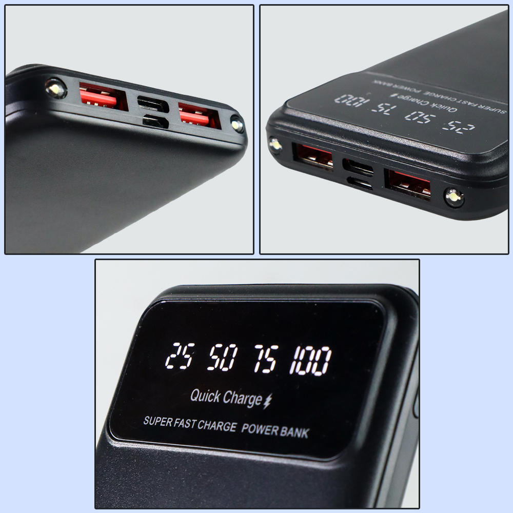 Power Bank Fast Charging DUAL USB Output 22.5W 10000mAh + DUAL SENTER LED PB100W