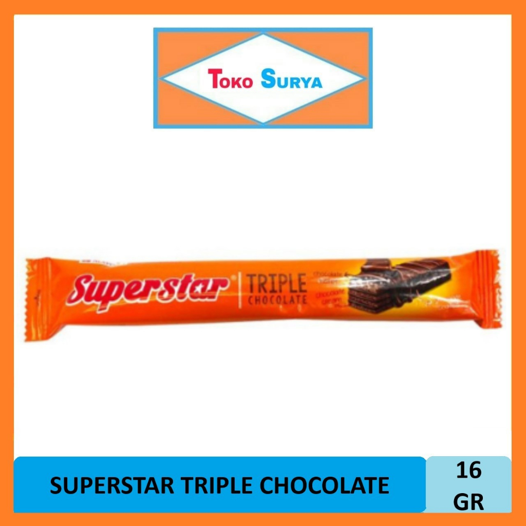 

Superstar Wafer Triple Chocolate/Wafer Cokelat Mayora 16 Gr