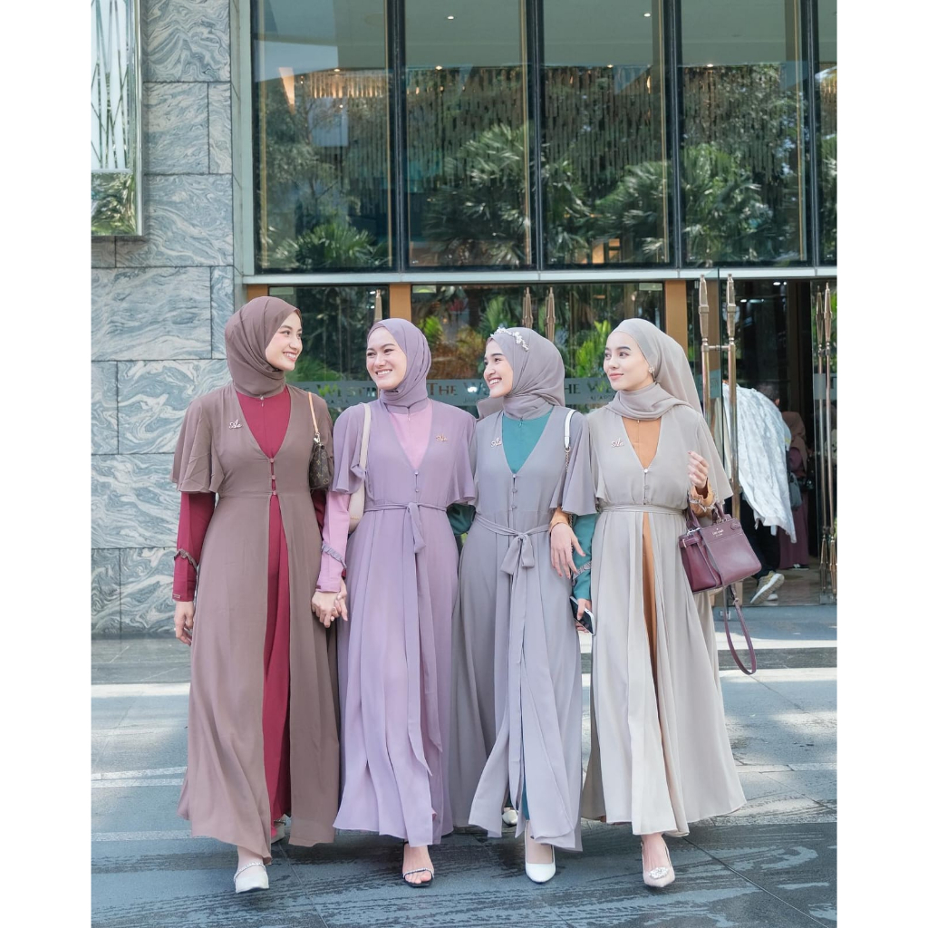 Nameera Dress Ceruty Babydoll Mix Shakila Premium / Tsana midi dress / Baju Lebaran Trend 2023 / Gamis Gondangan Wanita Muslim