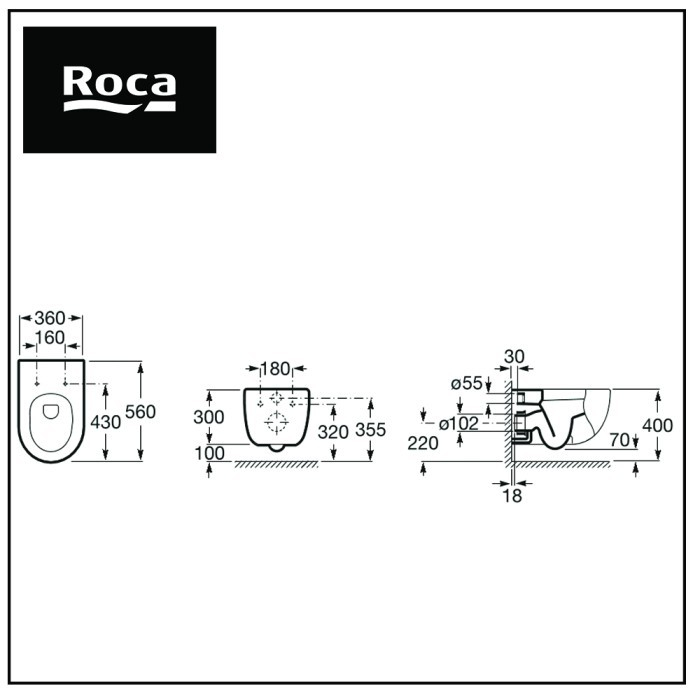 Roca Kloset Duduk Kloset Gantung Closet Wall Hung ROCA Meridian Rimless