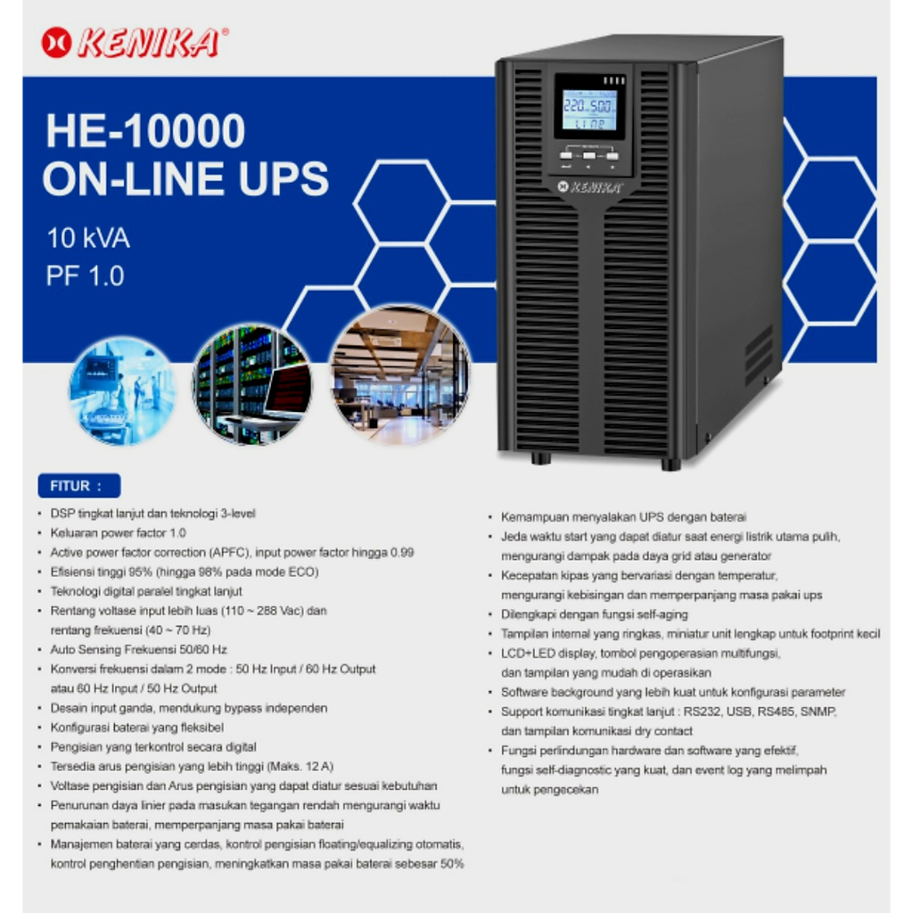 UPS Kenika HE 10000 10 KVA 10000 W True Online Sinewave UPS