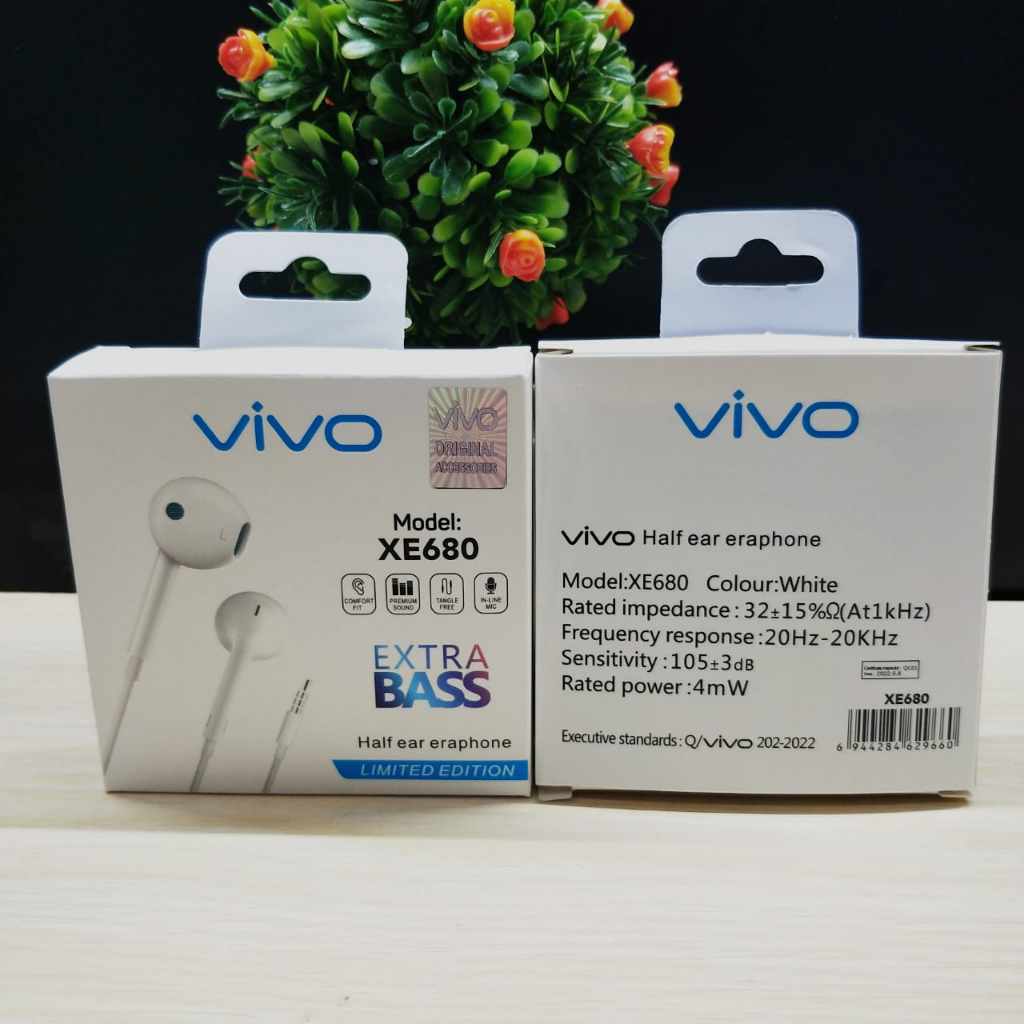 HEADSET VIVO EARPHONE VIVOXE680 pack dus &amp; pack mika XE680 HIGH QUALITY SOUND CLEAR