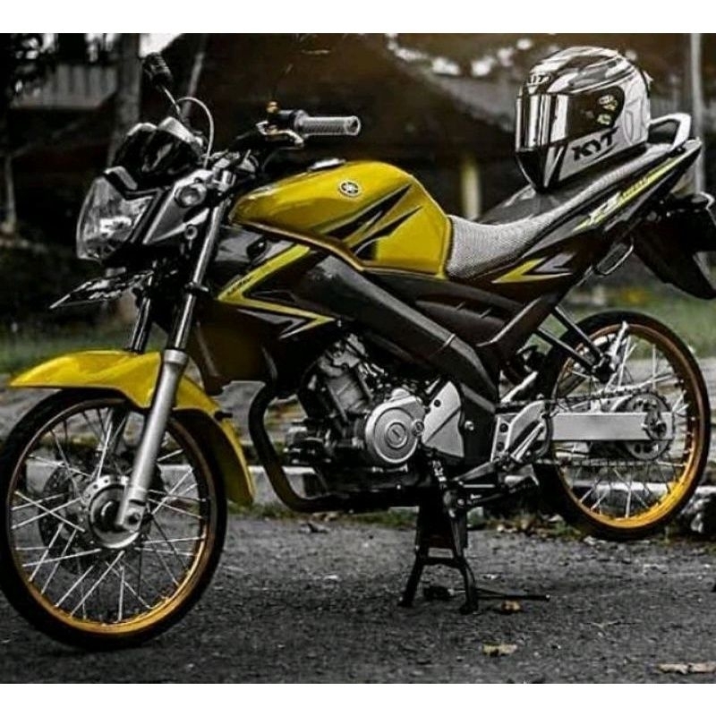 striping sticker variasi motor Vixion old-lama fz 150 hitam kuning