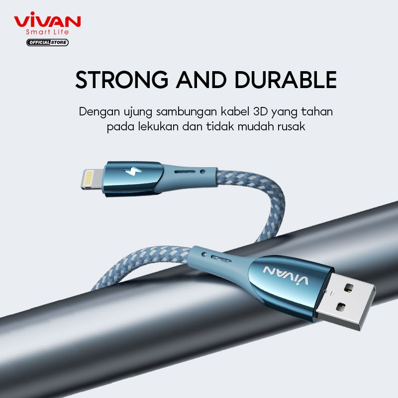 VIVAN Kabel Data iPhone Auto Smart Power Off Garansi 1 Tahun VZL100 - Model Baru