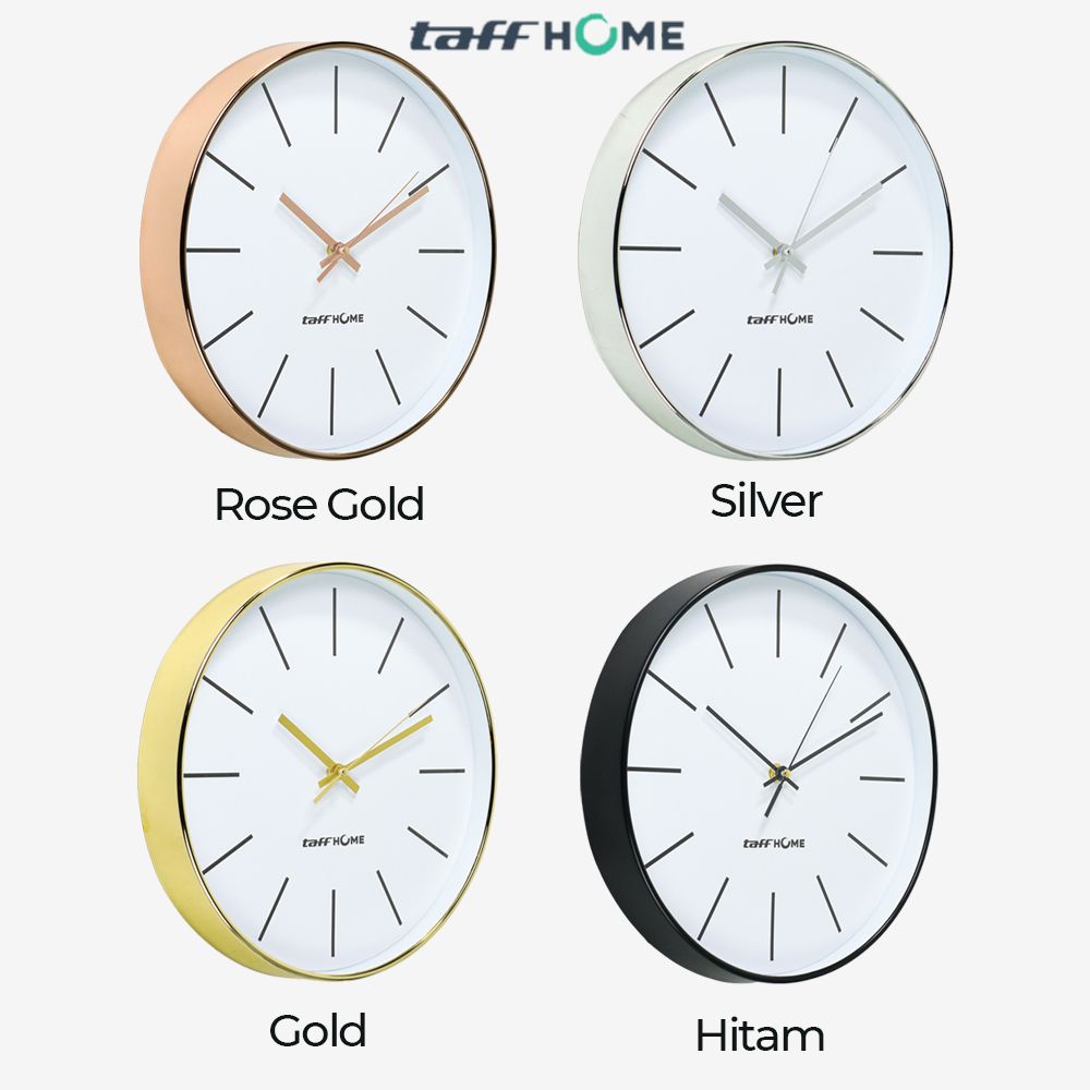 TaffHOME Jam Dinding Bulat Silent Movement Quartz Model Modern - H6589