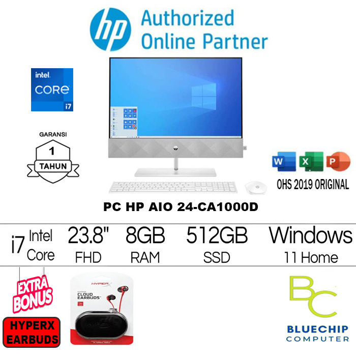 PC HP AIO 24-CA1000D - i7-12700T 8GB 512GB MX450 2GB 23.8 FHD TOUCH