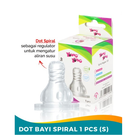 Young Young Dot Bayi Spiral Isi 1 (Kode : 103) - Ukuran S / M / L / XL Silicone Nipple Spiral